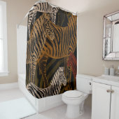 アフリカンサファリ:ゼブラヴィンテージデザイン シャワーカーテン (インサイチュ)