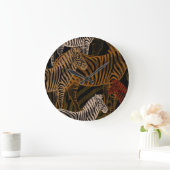 アフリカンサファリ:ゼブラヴィンテージデザイン ラージ壁時計 (ホーム)