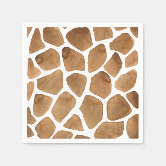 アフリカンサファリ |水彩キリン模様 スタンダードカクテルナプキン (正面)