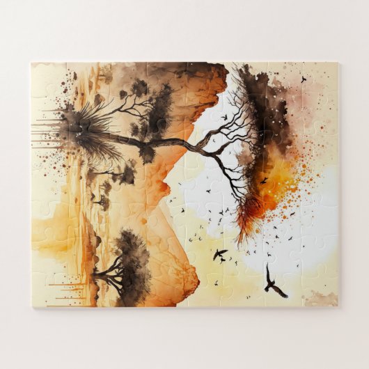 アフリカンサンセットサファリウォールアート ジグソーパズル (横)