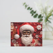 アフリカンサンタブラッククロースメラニンクリスマスクリスマス インビテーションポストカード (スタンド正面)