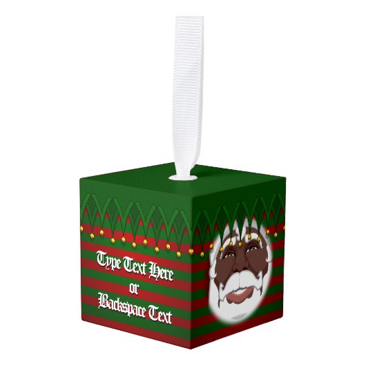 アフリカンサンタ装飾あなたの写真はこちらオーナメント キューブオーナメント (正面アングル)