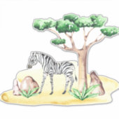 アフリカンサヴァナゼブラアカシアツリー自然ベビールーム シール (正面)