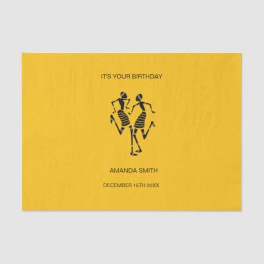 アフリカンシルエットジョイダンスオレンジ誕生日 薄葉紙 (正面)