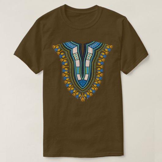 アフリカンダシキケンテプリント伝統的布メンズ Tシャツ (デザイン正面)
