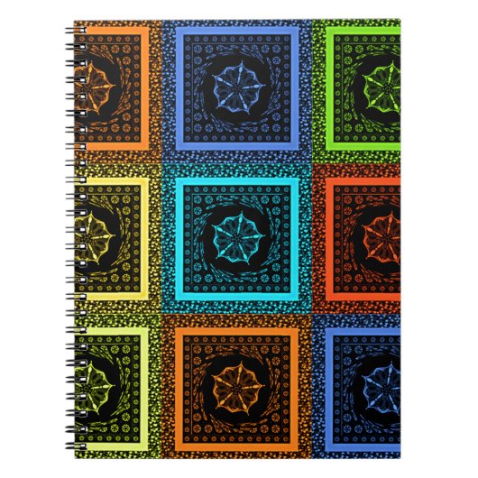 アフリカンチェック柄アートプリント ノートブック (正面)