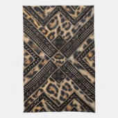 アフリカンデコール#1のヒョウファー キッチンタオル (縦)