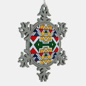 アフリカンデベレ伝統文化シームレスなパターン スノーフレークピューターオーナメント (左)