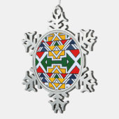 アフリカンデベレ伝統文化シームレスなパターン スノーフレークピューターオーナメント (右)