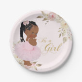アフリカントゥーベビーガールベビーシャワー紙プレート ペーパープレート (正面)