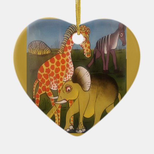 アフリカントリオアートプリント セラミックオーナメント (正面)