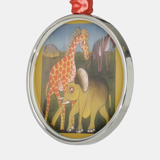 アフリカントリオアートプリント メタルオーナメント (左)