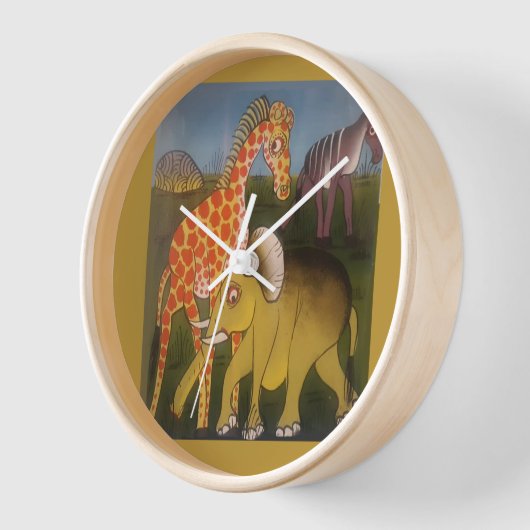 アフリカントリオアートプリント 壁時計 (傾斜)