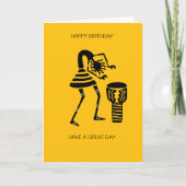 アフリカンドラミングシルエットドラミングガール誕生日 カード (正面)