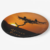 アフリカンドリームの夕焼けロマンチックな文字 ペーパープレート (アングル)