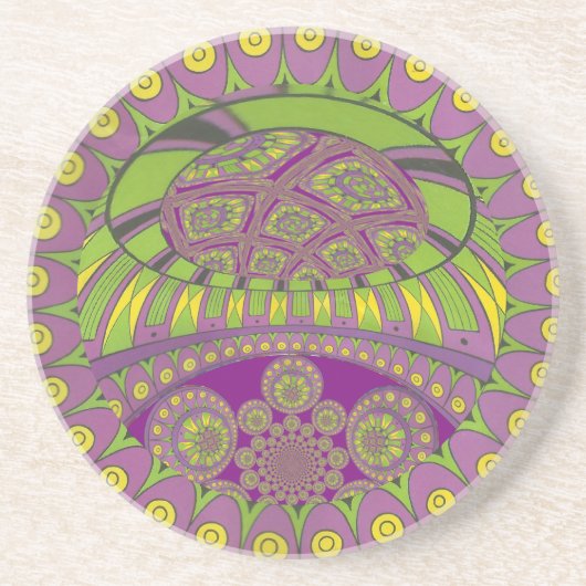 アフリカンパープルとイエローの万華鏡のように千変万化するパターン 伝統的 コースター (正面)