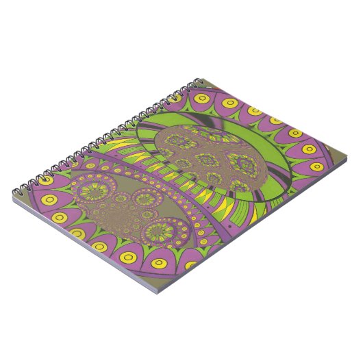 アフリカンパープルとイエローの万華鏡のように千変万化するパターン 伝統的 ノートブック (左側)