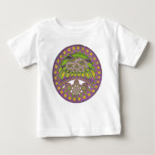 アフリカンパープルとイエローの万華鏡のように千変万化するパターン 伝統的 ベビーTシャツ (正面)