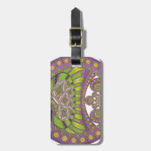 アフリカンパープルとイエローの万華鏡のように千変万化するパターン 伝統的 ラゲッジタグ (正面縦)