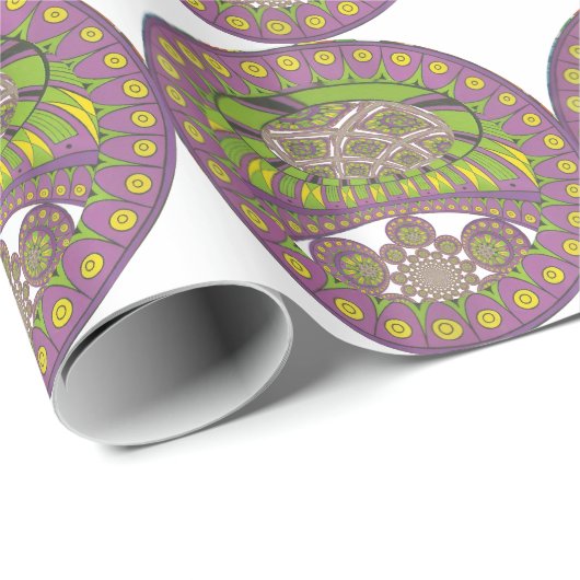 アフリカンパープルとイエローの万華鏡のように千変万化するパターン 伝統的 ラッピングペーパー (ロールコーナー)
