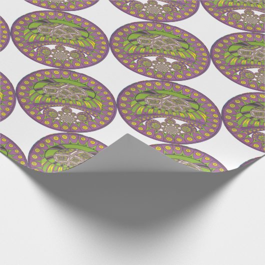 アフリカンパープルとイエローの万華鏡のように千変万化するパターン 伝統的 ラッピングペーパー (角)