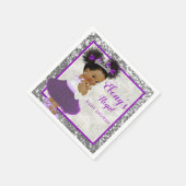 アフリカンパープルプリンセス|シルバーグリッター エレガント スタンダードカクテルナプキン (角)