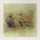  アフリカンヒョウ野生生物水彩ポートレート   ジグソーパズル (横)