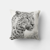 アフリカンヒョウ鉛筆スケッチ クッション (正面)