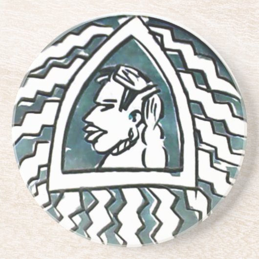 アフリカンビューティーボンゴマサイ ポートレート トライバルアート コースター (正面)