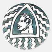 アフリカンビューティーボンゴマサイ ポートレート トライバルアート ラウンドシール (正面)