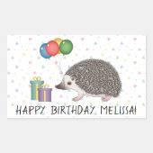 アフリカンピグミーハリネズミ動物 – ハッピーバースデー 長方形シール (正面)