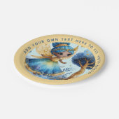 アフリカンフェアリー誕生日ティール（緑がかった色）金ゴールドピンクプリンセス ペーパープレート (アングル)