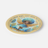 アフリカンフェアリー誕生日ティール（緑がかった色）金ゴールドピンクプリンセス ペーパープレート (アングル)