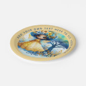 アフリカンフェアリー誕生日ティール（緑がかった色）金ゴールドピンクプリンセス ペーパープレート (アングル)