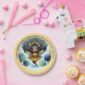 アフリカンフェアリー誕生日ティール（緑がかった色）金ゴールドピンクプリンセス ペーパープレート (パーティー)