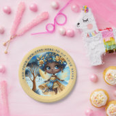 アフリカンフェアリー誕生日ティール（緑がかった色）金ゴールドピンクプリンセス ペーパープレート (パーティー)