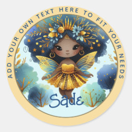 アフリカンフェアリー誕生日ティール（緑がかった色）金ゴールドピンクプリンセス ラウンドシール