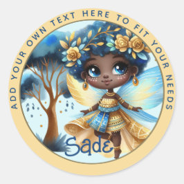 アフリカンフェアリー誕生日ティール（緑がかった色）金ゴールドピンクプリンセス ラウンドシール