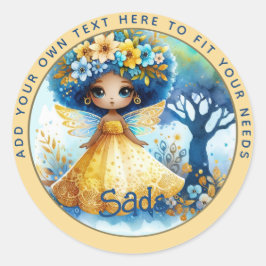 アフリカンフェアリー誕生日ティール（緑がかった色）金ゴールドピンクプリンセス ラウンドシール