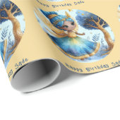 アフリカンフェアリー誕生日ティール（緑がかった色）金ゴールドピンクプリンセス ラッピングペーパー (ロールコーナー)