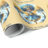 アフリカンフェアリー誕生日ティール（緑がかった色）金ゴールドピンクプリンセス ラッピングペーパー (ロールコーナー)