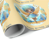 アフリカンフェアリー誕生日ティール（緑がかった色）金ゴールドピンクプリンセス ラッピングペーパー (ロールコーナー)