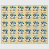 アフリカンフェアリー誕生日ティール（緑がかった色）金ゴールドピンクプリンセス ラッピングペーパー (フラット)