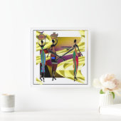 アフリカンフェスティバ スクエア壁時計 (ホーム)