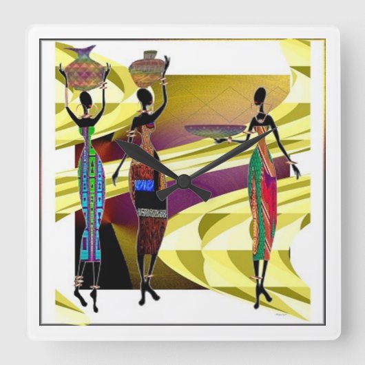 アフリカンフェスティバ スクエア壁時計 (正面)