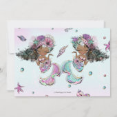 アフリカンブラウンメルメイドツインシスターズ誕生日写真 招待状 (裏面)