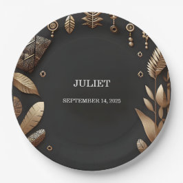 アフリカンブラウン伝統的ナイジェリアブライダルシャワー ペーパープレート