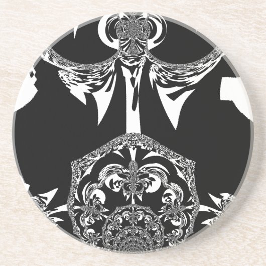 アフリカンブラック&ホワイトアートプリント コースター (正面)