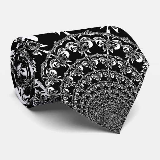アフリカンブラック&ホワイトアートプリント ネクタイ (ロール)