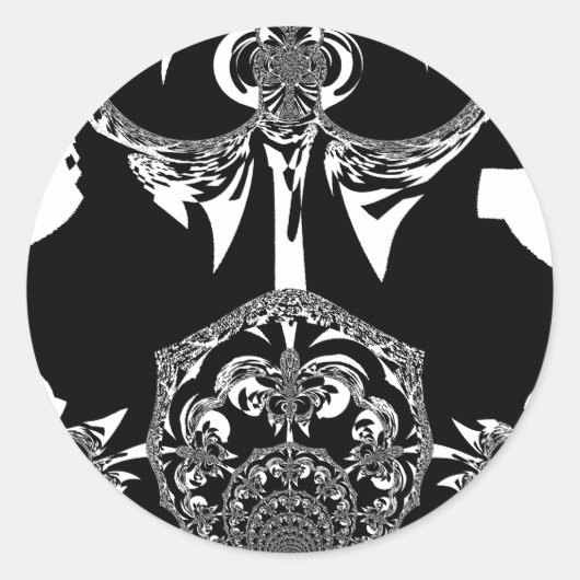 アフリカンブラック&ホワイトアートプリント ラウンドシール (正面)